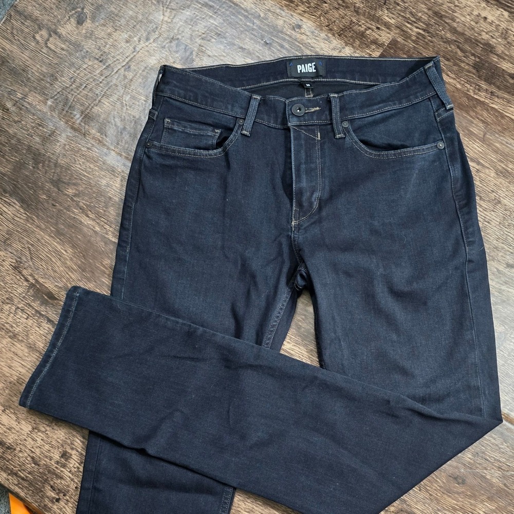 PAIGE Federal Slim Straight Jeans Women 29 Dark Indigo Blue Excellent Stretch